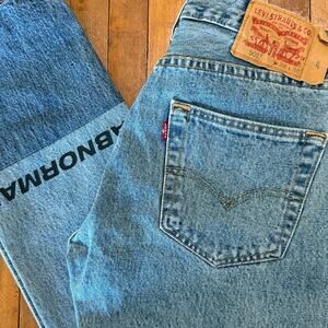 Levis 501 Light Wash Customized ABNORMAL Patched Jeans Size 28x30